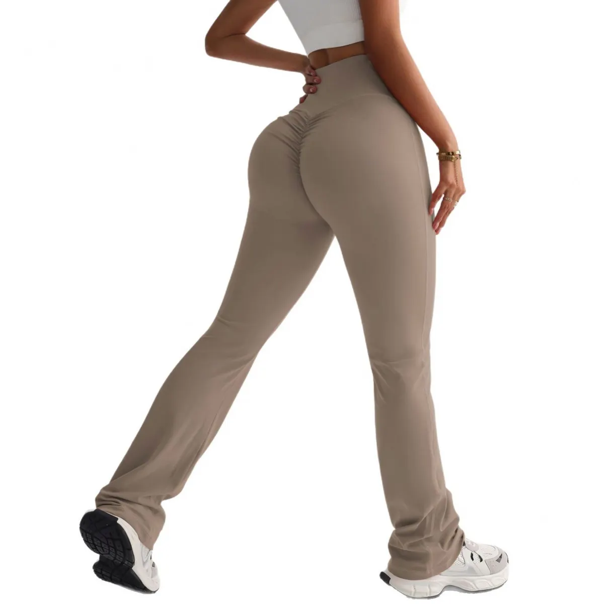 New Women's Yoga Leggings Wide-Legged Yoga Pants High-Waisted Casual Breathable Nude Hip Sports Flared Pants Womens Yoga Wear