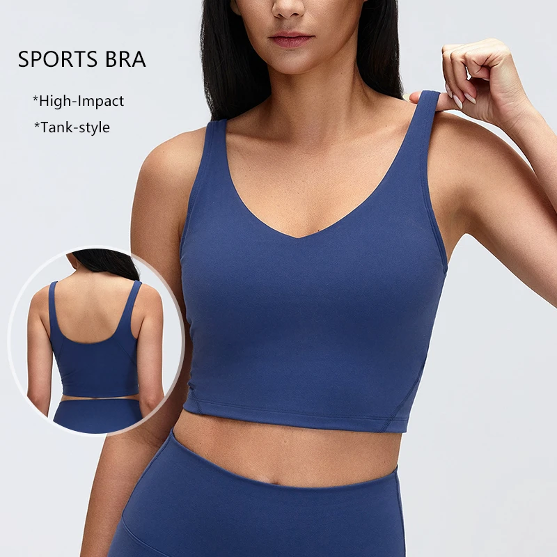 High-quality Brushed Back-beautiful Sports Bra Women Yoga Running Fitness Vest Removable Chest Pad Top Plus Size Yoga Clothes