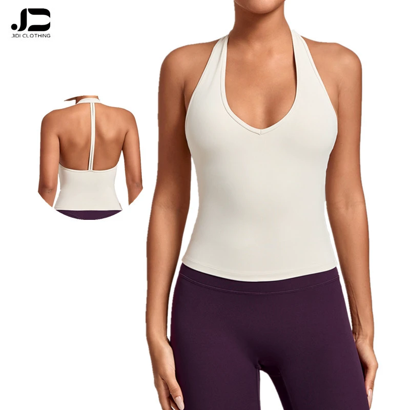 Quick Dry Automatic Cutting Adult Sports Bra V-neck Tight-fitting Beauty Back Yoga Vest Fitness Top Women Wear Running Vest