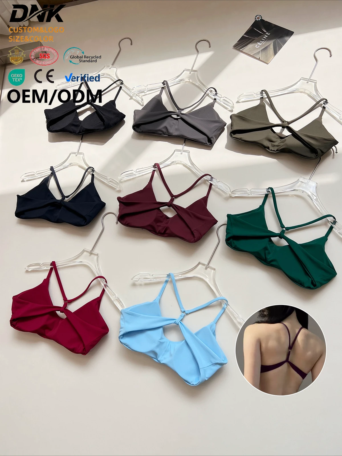 WX1249 Women's Lightweight Compression Supportive Fitness Bra Soft Slimming Adjustable Straps Breathable Yoga Sports Wear Active