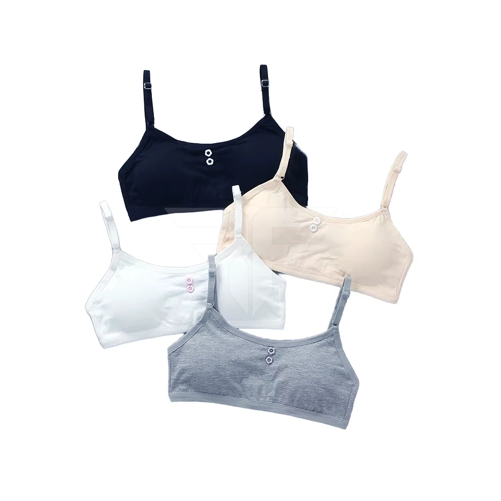 Girls Thin Breathable Knitted Sports Bra for Teenagers Puberty Students with Adjusted-straps Gothic Style Wireless Support