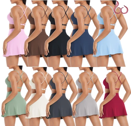 Yoga Shorts Set Gym Sports Set Women Workout Clothes 2 Piece Fitness Suit Cross Straps Bra High Waist Shorts Running Tracksuit