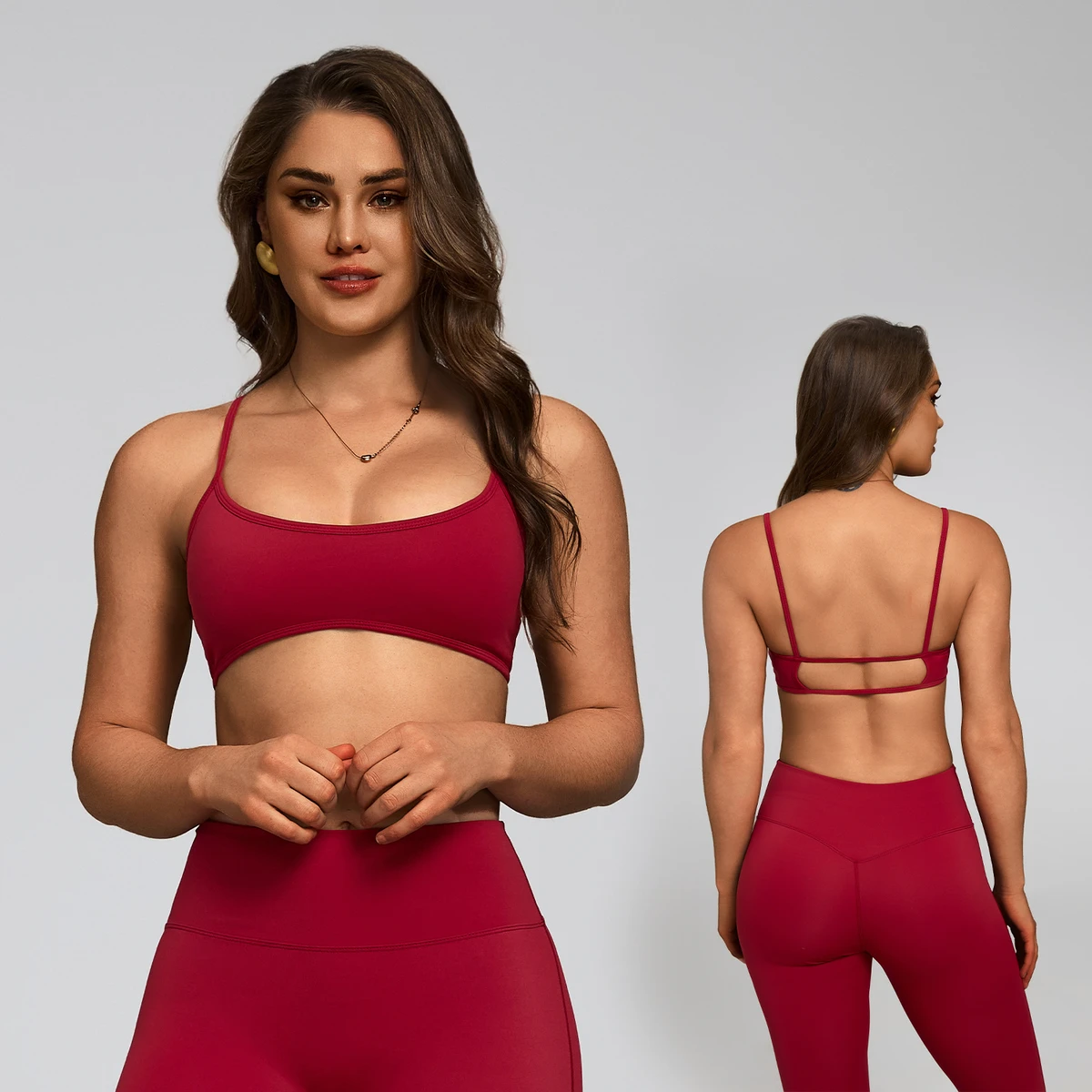 High-quality Women's Light Support Padded Sports Bra with Custom Logo Spandex/Nylon Breathable Gym Workout Yoga Bra