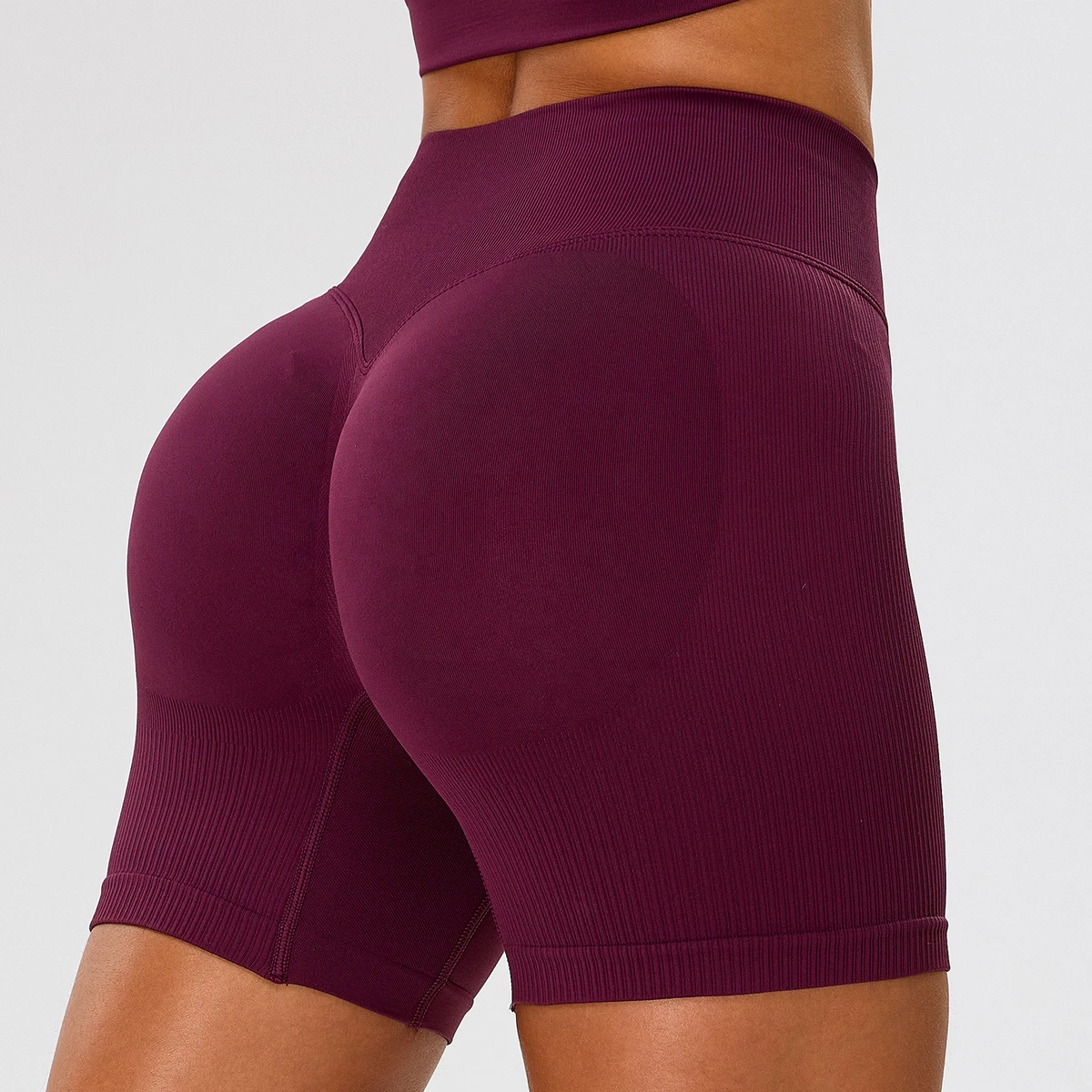 Seamless High Waist Women's Solid Yoga Shorts Breathable Butt Lifting Sports Leggings