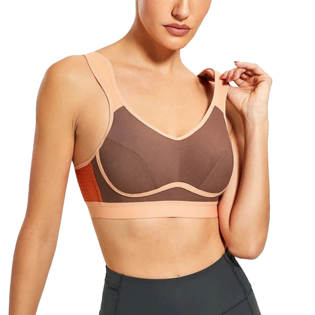 Lightweight Women's Sports Bra for Yoga Fitness Training Medium Support Racerback Design Plaid Pattern Customizable Front Logo