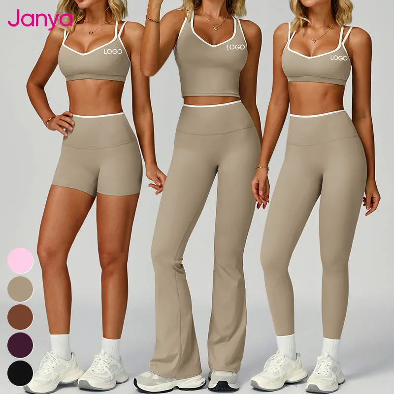 Women's Sexy Cross Straps Sports Bra and V-Cross High Waist Leggings Active Workout Gym Fitness Athletic Outfit Yoga Suit Set