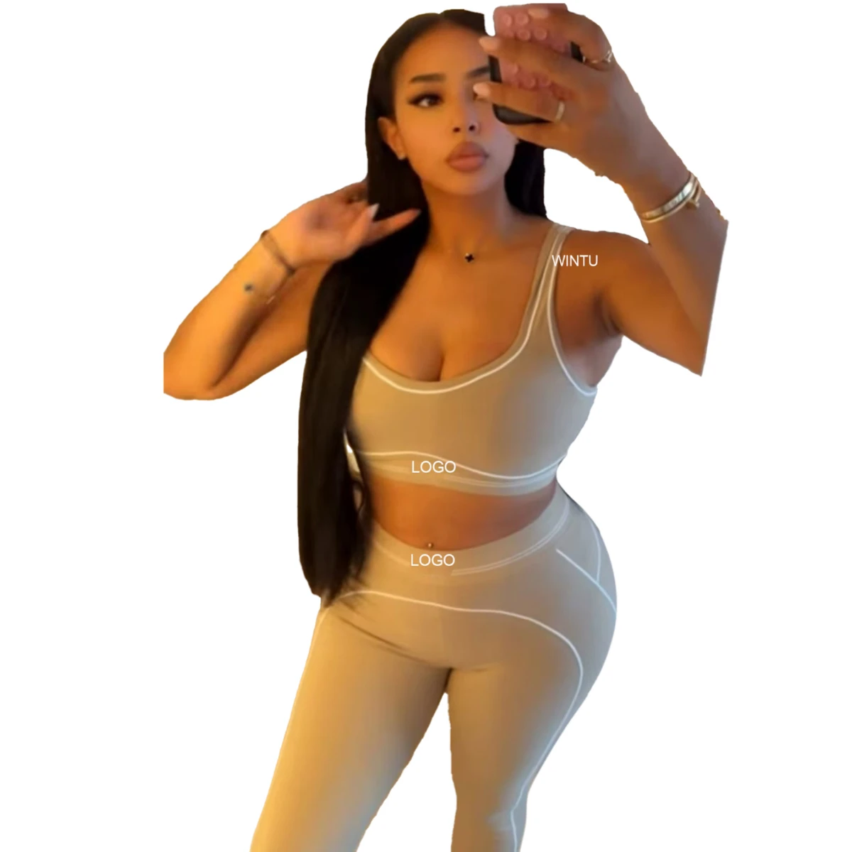 Wholesale Brand Yoga Wear Front Fitness Two-piece Quick-drying Solid Plus Size Seamless High Waist Eco-Friendly Yoga Pilates