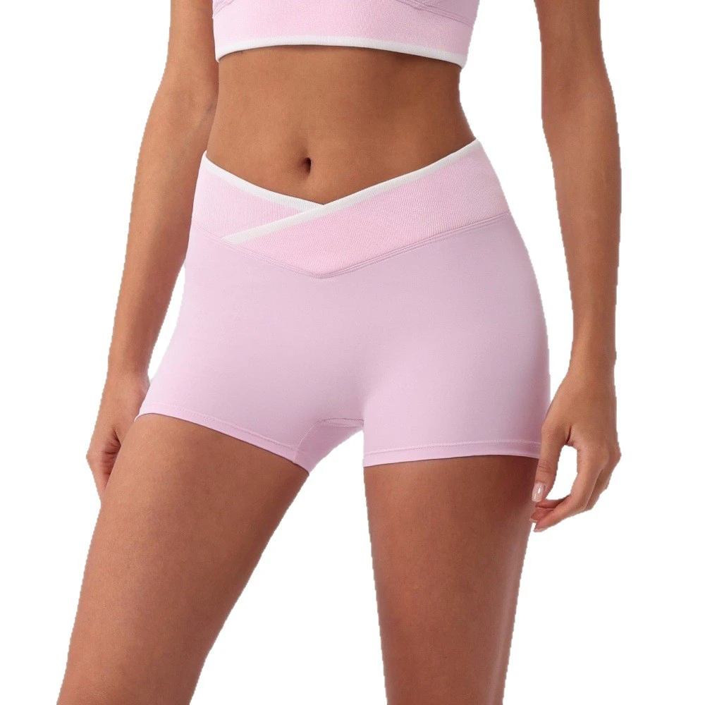 New Solid High-waisted Sweat-Wicking Wrinkle-resistant Yoga Shorts Tight-fitting Bare-skin Feel Peach-lift Butt Design Womens XL