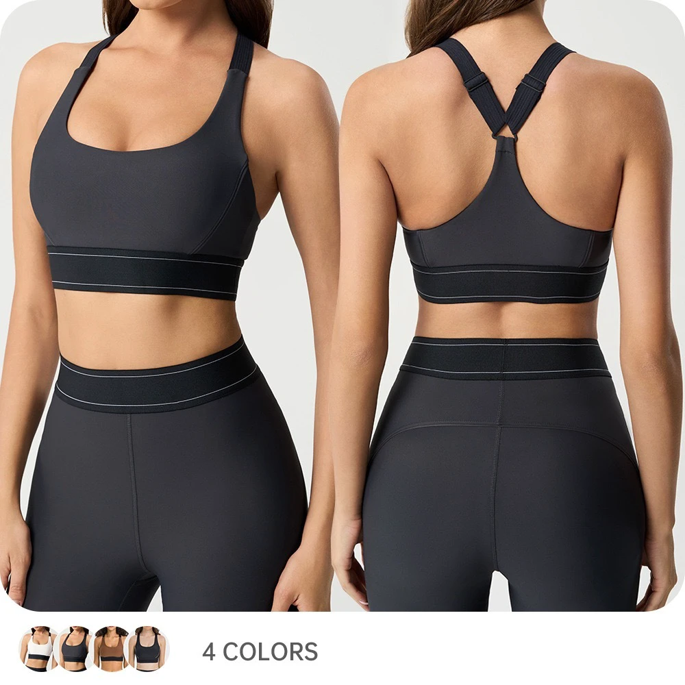 Women's High Support Strapless Sports Bra Four-Way Stretch Breathable Anti-Bacterial Removable Pad Plaid Pattern Plus Size for