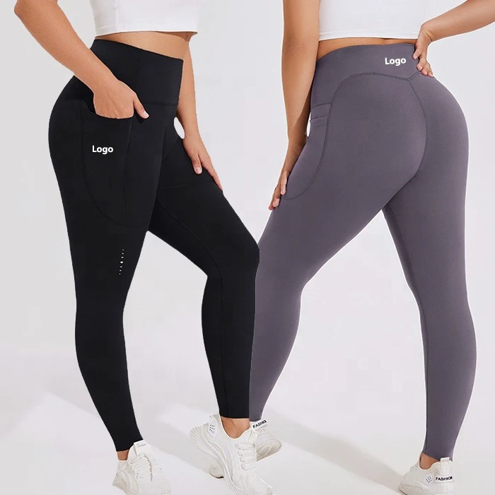 Women's Workout Compression XL-4XL Plus Size Sports High Waist Tummy Control Pants Gym Athletic Yoga Leggings With Side Pockets