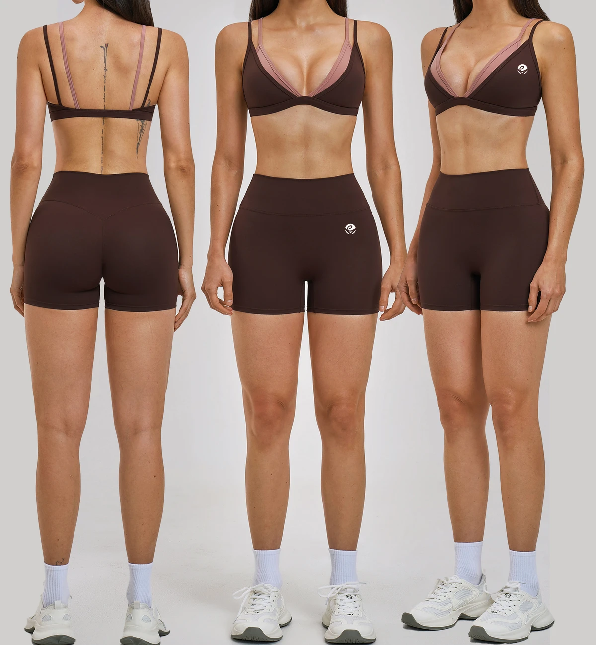 Ropa Deportiva Workout Set for Women Activewear Suit Sport Bra Yoga Shorts 2 Pcs Gym Fitness Sets Breathable Gym Wear Sportswear