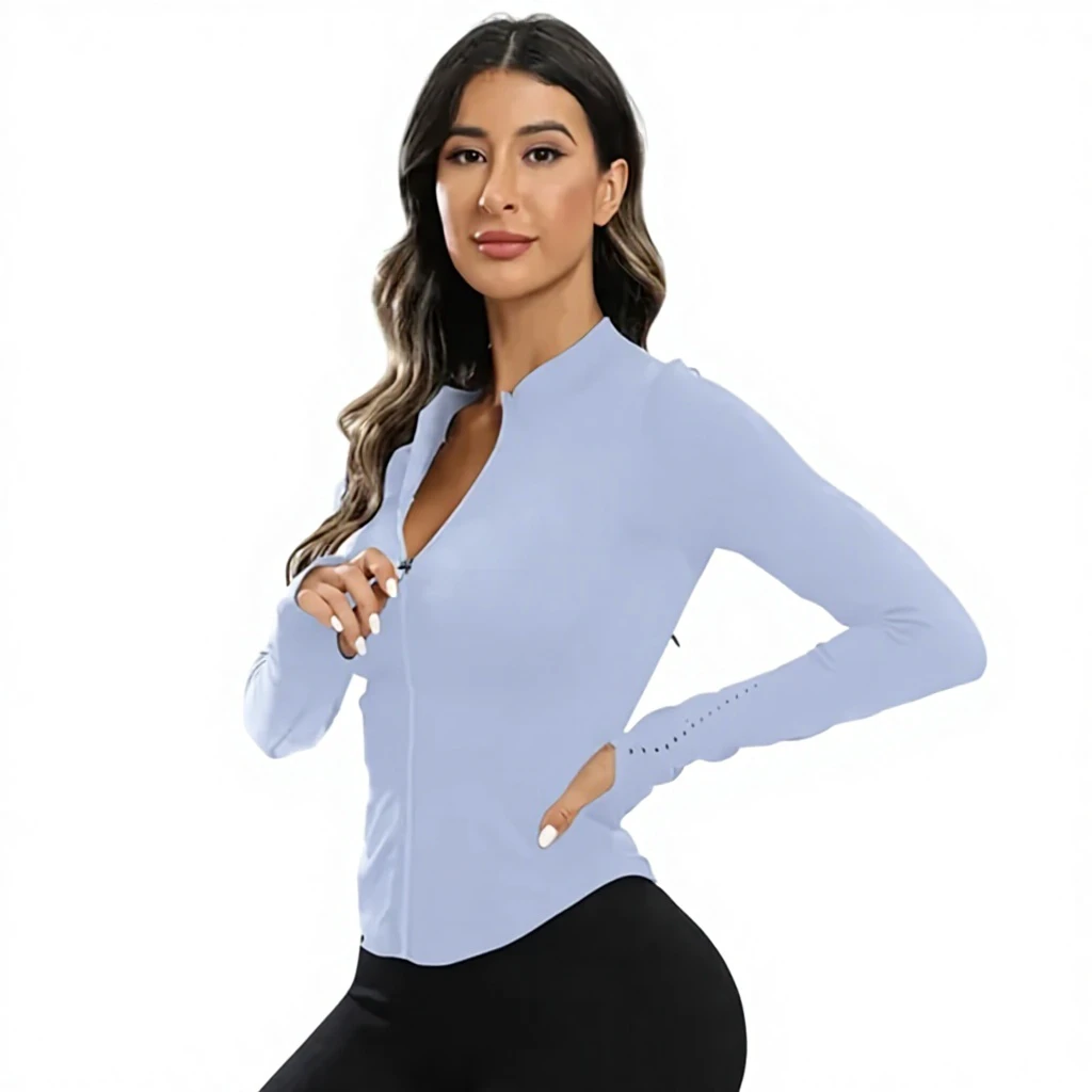 Custom Logo Women Yoga Jacket Set Crop High Waist Leggings Customizable Full-Zip Slim Fit Athletic Breathable Knitted Canvas