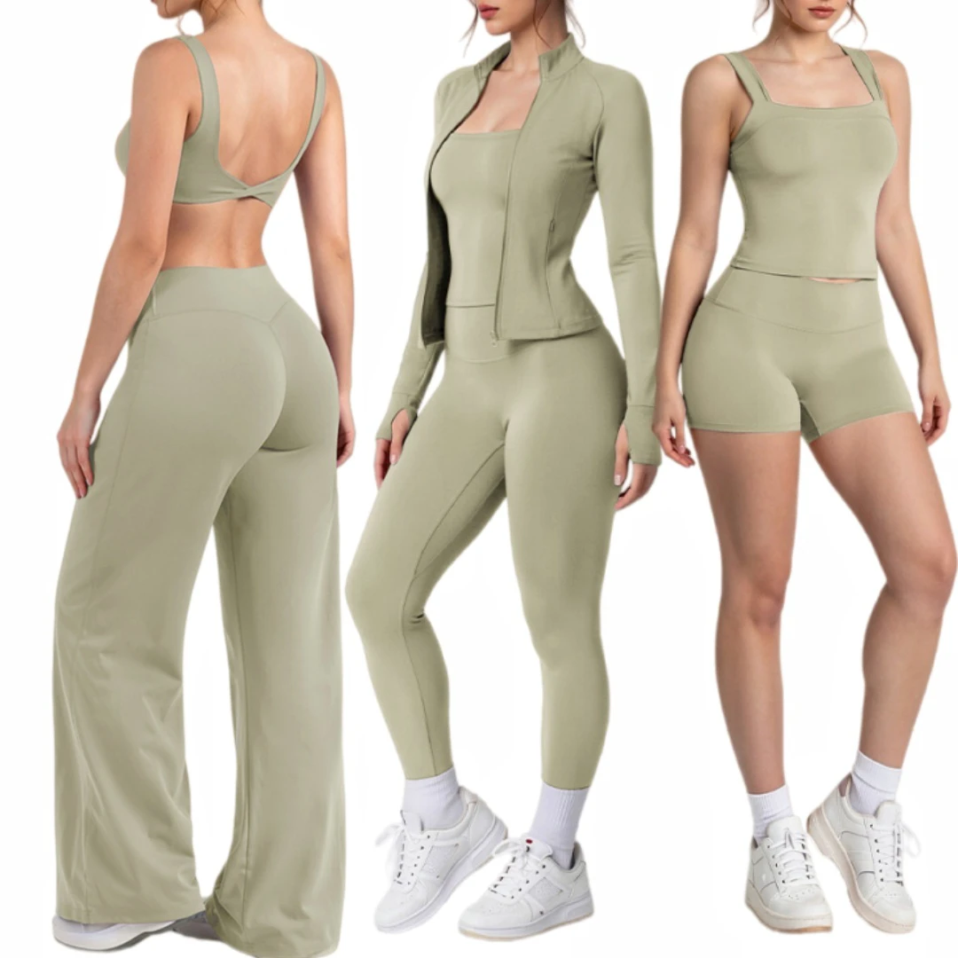 Brushed Breathable Seamed Textured Plus Quick Dry Sports Suit Tight-fitting Backless 2-Piece Set Outdoor Running Yoga