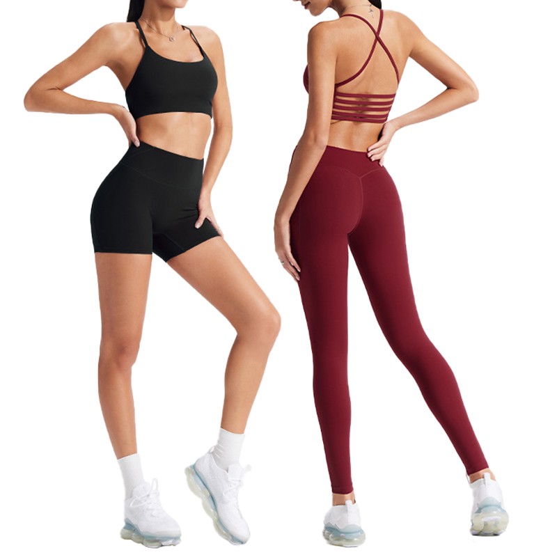 Custom Logo Women Light Support Yoga Sports Bra Thin Straps Push up Backless Fitness Activewear