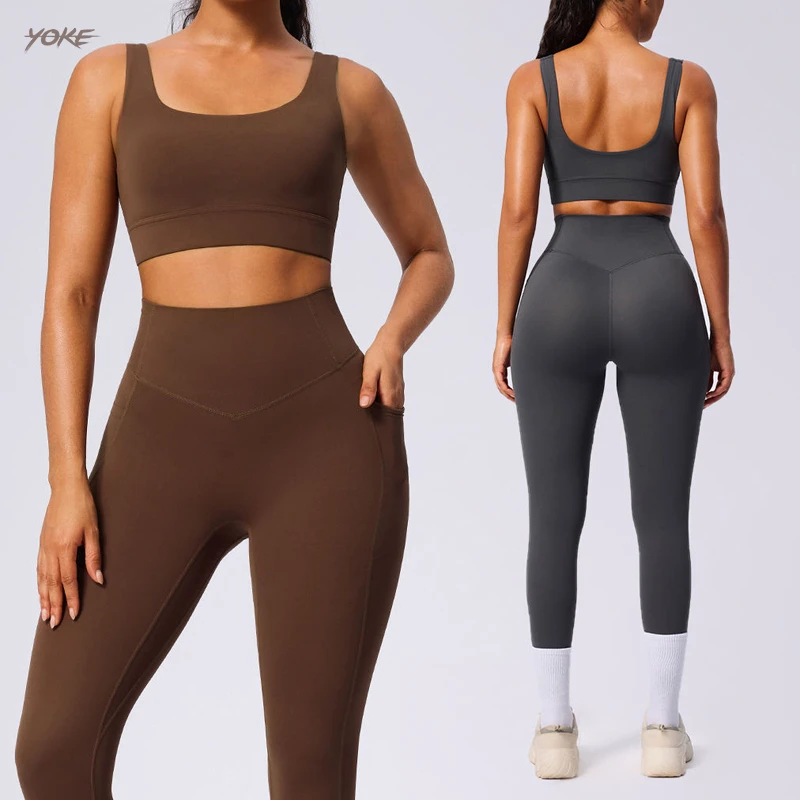 YK Unique Women Stretchy Breathable Simple Fashion Quick Dry U-neck Design Removable Padded Comfort Active Push Sexy Sports Bra