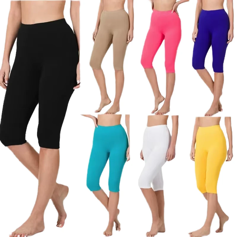 High-Waist Elastic Knee-Length Lightweight Sports Tights Breathable Peach Logo Waist Shaping Hip-Lifting Feature Yoga Leggings