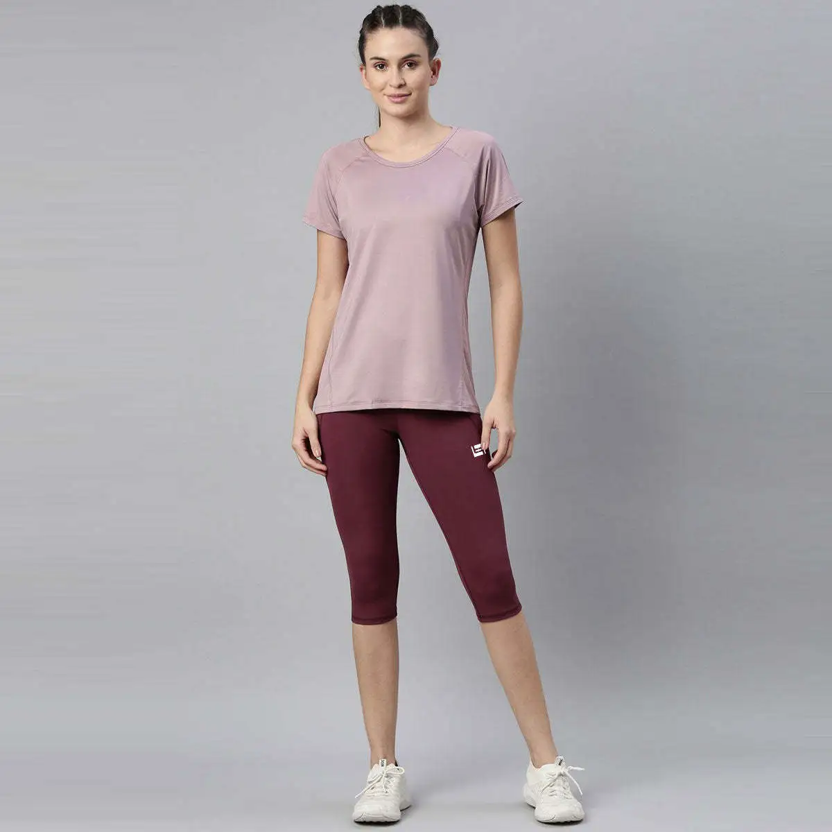 Women Plus Size High Waist Capri Leggings Front Stretchy Cropped Pants Casual Workout Yoga Running Fitness Comfortable Daily
