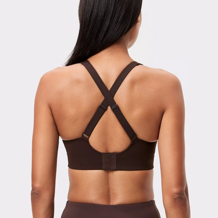 Women's Plus Size Sports Bra High Support Padded Fit Four-Way Stretch Sweat Wicking Breathable Cross Adjustable Straps Bra