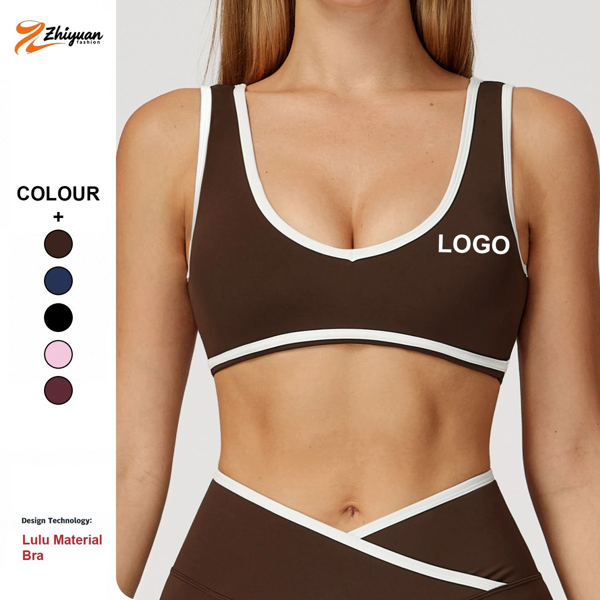 Custom High Quality Quick-drying Contrasting Wide Straps Sports Bra Shockproof Women's One-piece Yoga Bra Outdoor Fitness Wear