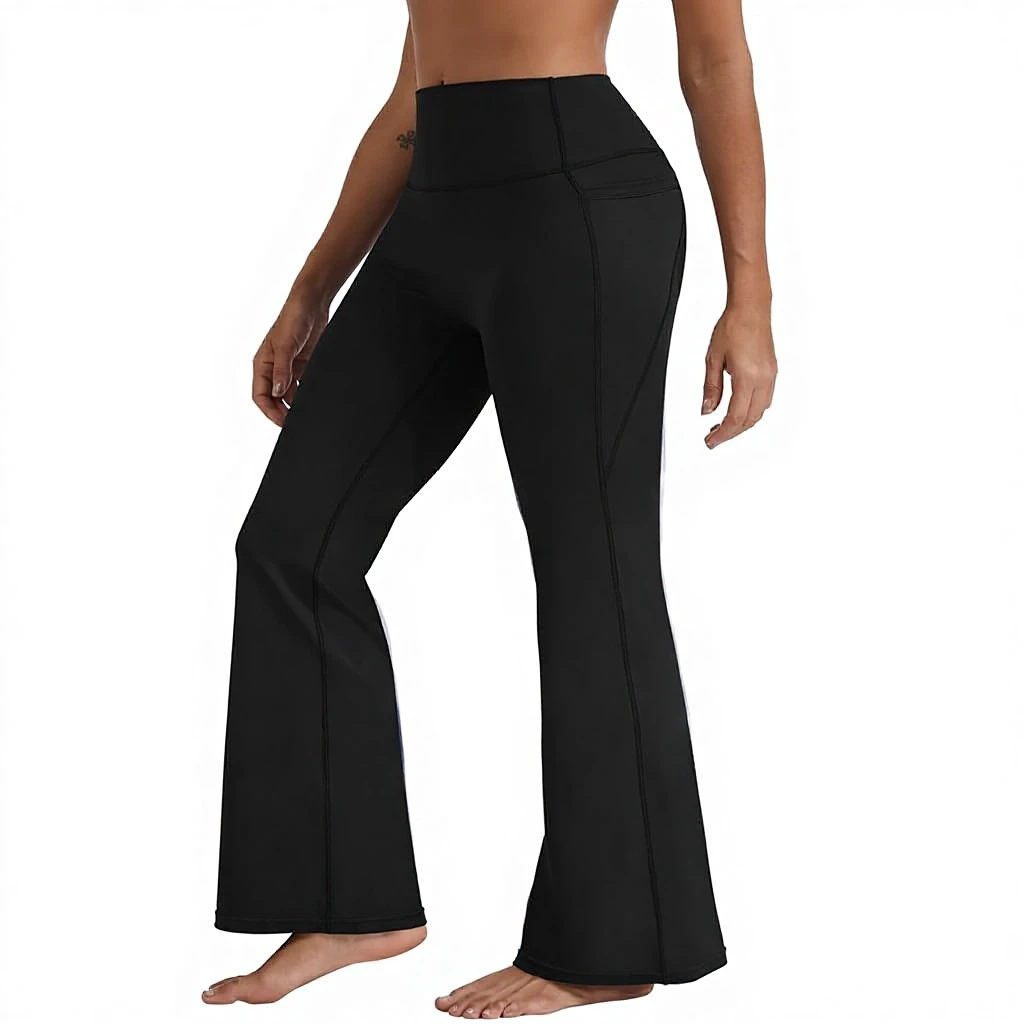 Women's High Waisted Wide Leg Flare Leggings with No Front Seam Tummy Control Solid Pattern Wrinkle-Resistant Yoga Pants