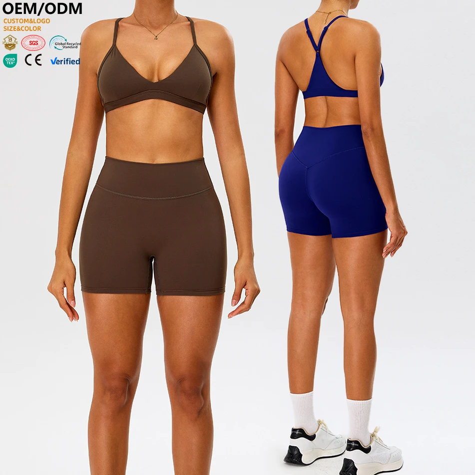 XW-TM0277 Women Custom High Quality Comfortable Breathable Chest Pad v Neck Y Shape Gym Clothing Activewear Yoga Sports Bra