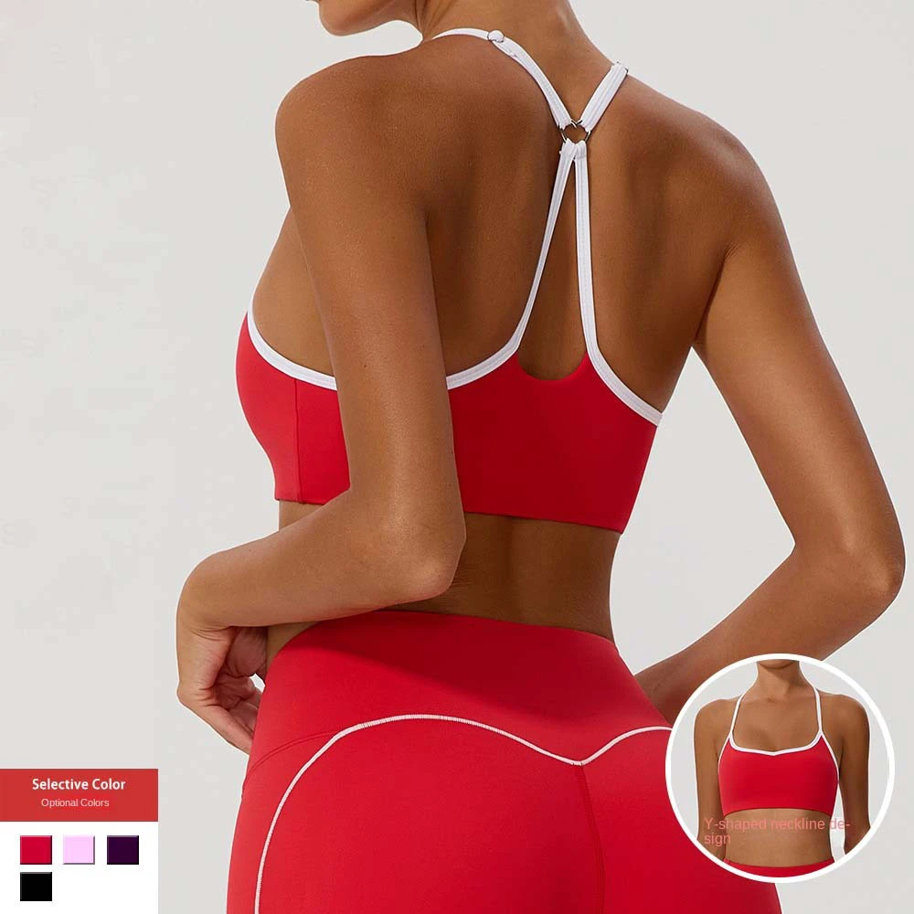 SHINBENE Womens Adjustable Spaghetti Straps Sports Bra Sweetheart Neck Wireless Padded Workout Yoga Crop Tops