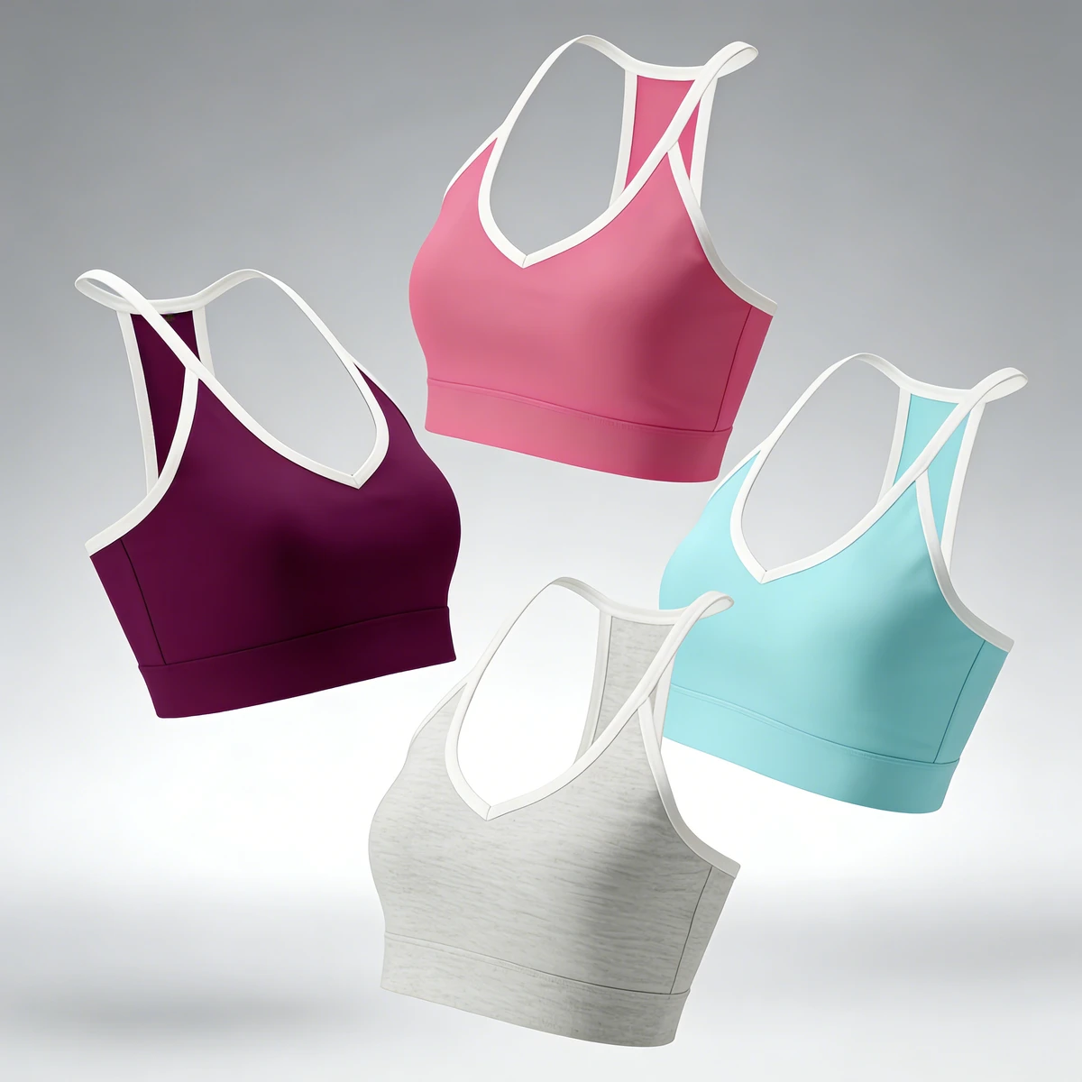 Women's 4-Piece Sports Top Collection Seamless Gym Bra Yoga Crop Top Breathable Activewear