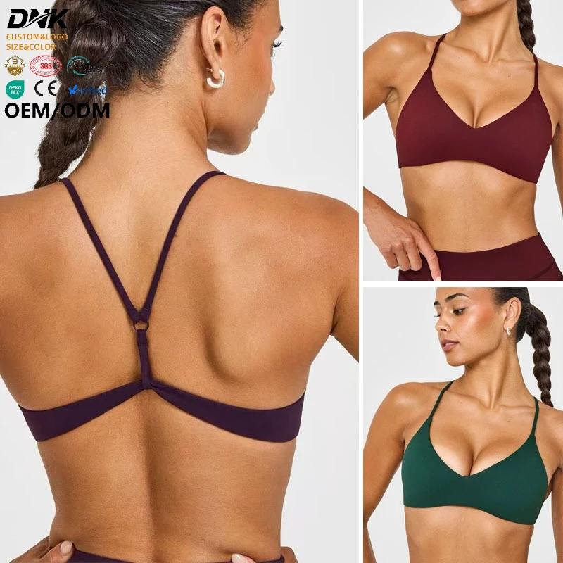 YB99 Red Simple Cross Back Sports Bra High Elasticity Moisture Wicking Sweat Wicking Straps Chest Pads Yoga Bra for Women