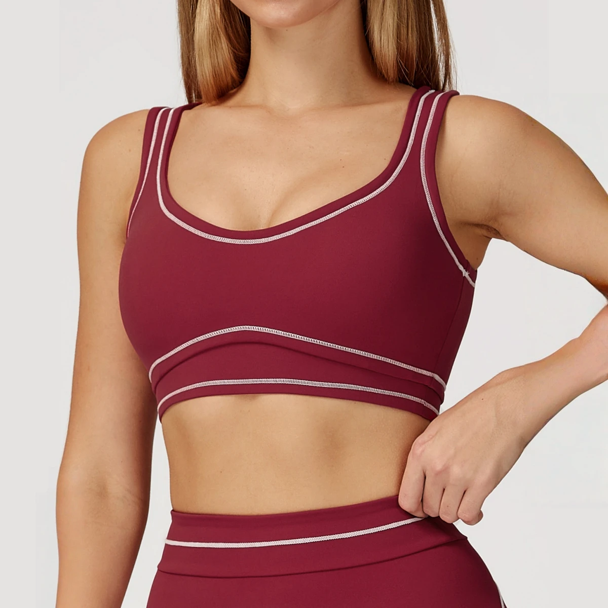 Women's Backless Soft Sexy U Neck Color Blocking Elastic Yoga Bras High Support Comfortable Running Outdoor Yoga Bras for Women