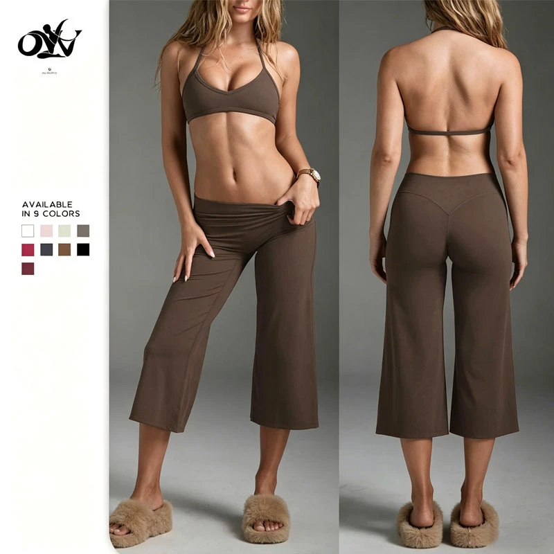 Wholesale High Quality Halter Backless Women 2 Piece Sets Quick-drying Sports Suits Loose Casual Comfortable Fitness & Yoga Wear