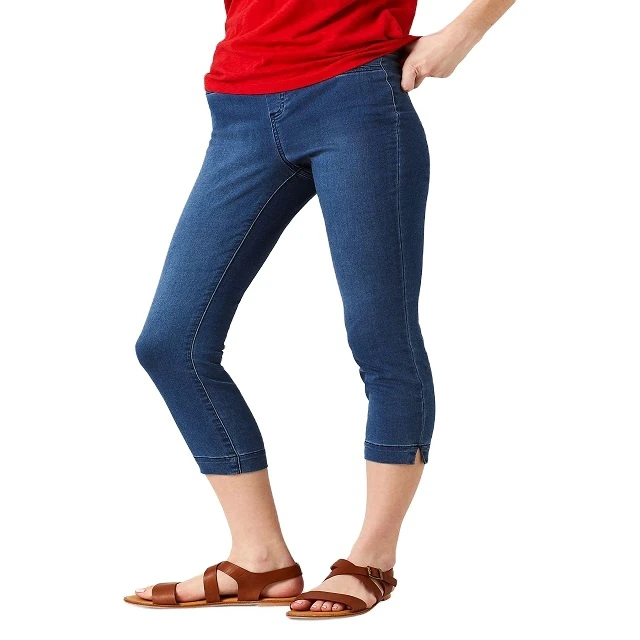 Women's Lightweight Full Length Vintage-Style Mid Rise Denim Jeans Plus Size Breathable Skinny Stretch Bleached Eco-Friendly
