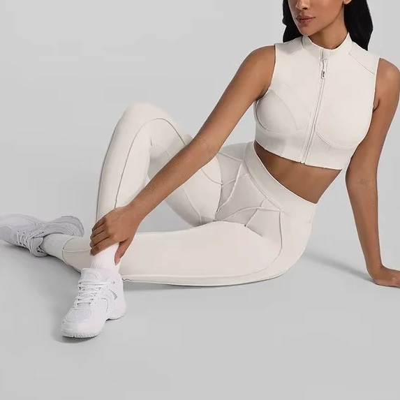 Removable Chest Pad Reversible Breathable Lightweight High Waist Top Pilates Suit Sexy Tight Long Pants Yoga Two-piece Set