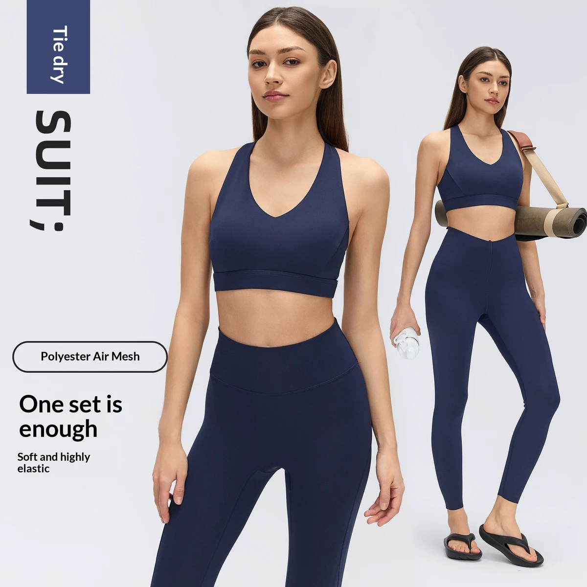 Women's Solid Breathable Yoga Fitness Outfit Set High-Intensity Shockproof Running Sports Bra Barely-there High-Waist