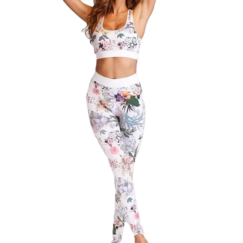 High Quality Floral Pattern Legging and Bra Set Custom Logo Women Yoga Gym Wear OEM Manufacturer