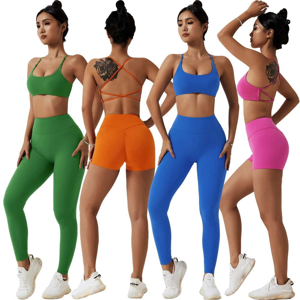 Wholesale Athletic Clothing Ropa Deportiva Gym Fitness Sports Bra Workout Set Yoga Clothes Seamless Women Active Wear Yoga Set