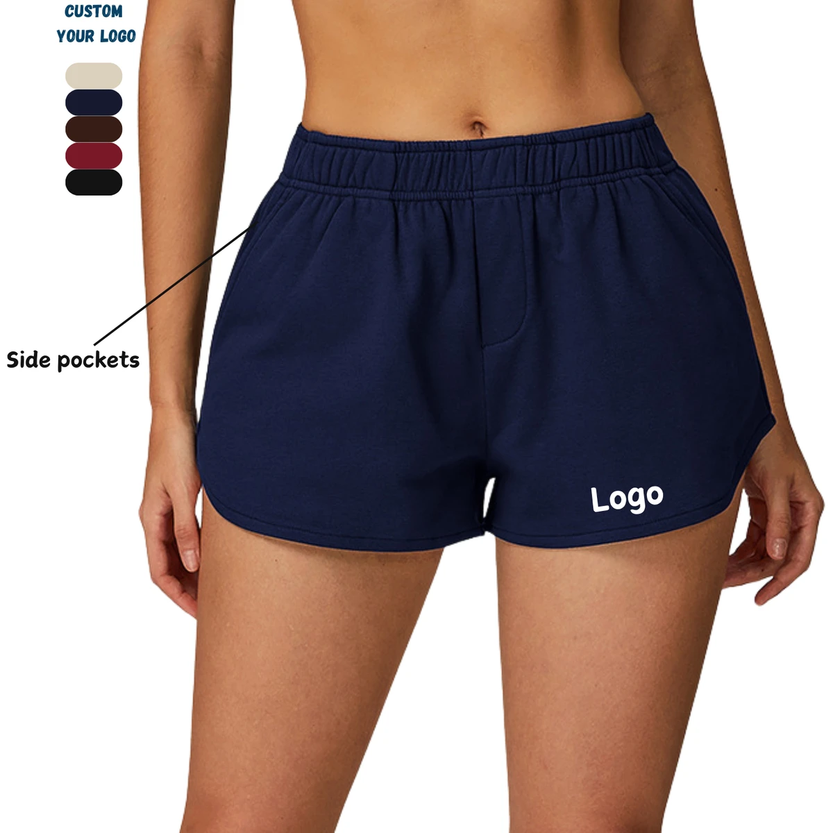 High Waist Autumn and Winter Women's Sports Shorts Loose Casual Yoga Training Shorts with Side Pockets for Abdomen Control