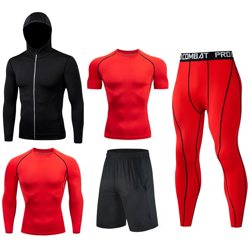 Compression Gym Set Yoga Suit Running Basketball Sports Training T-shirt Tights High Elastic Quick Dry Compression T Shirts