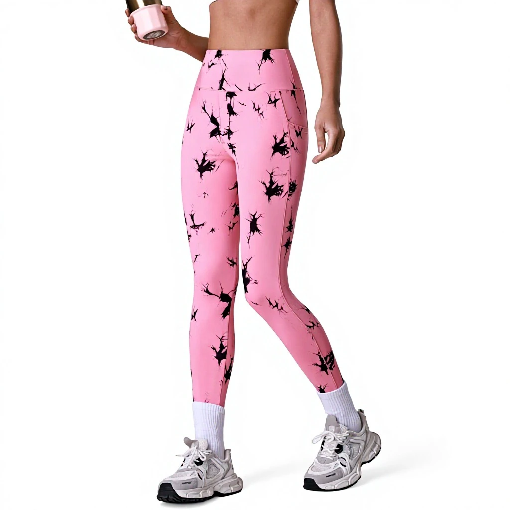 Fitness Butt-Lifting Side Pocket Yoga Pants New Printed High-Waisted Shapewear