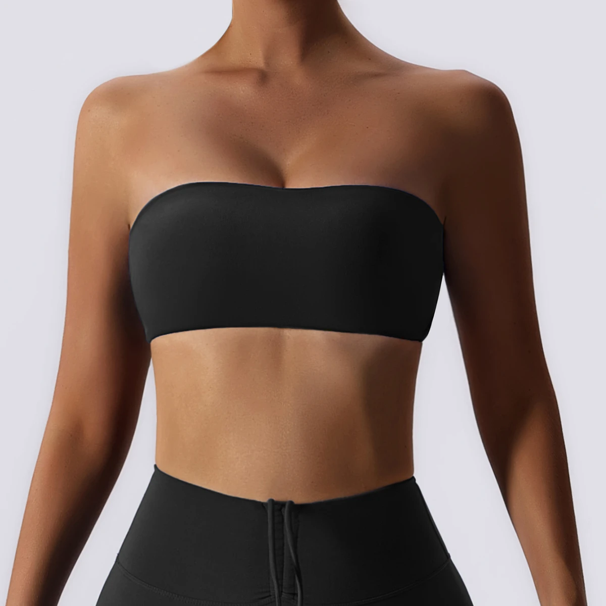 New Design Nude Fitness Top Double-sided Brushed Anti slip Sports Bra Tight Fitting Strapless Yoga Tube Top Women