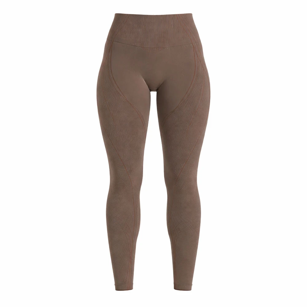 High Waist Seamless Yoga Leggings Full Length Ribbed Design Solid Color Four-Way Stretch Fitness Pants for Women
