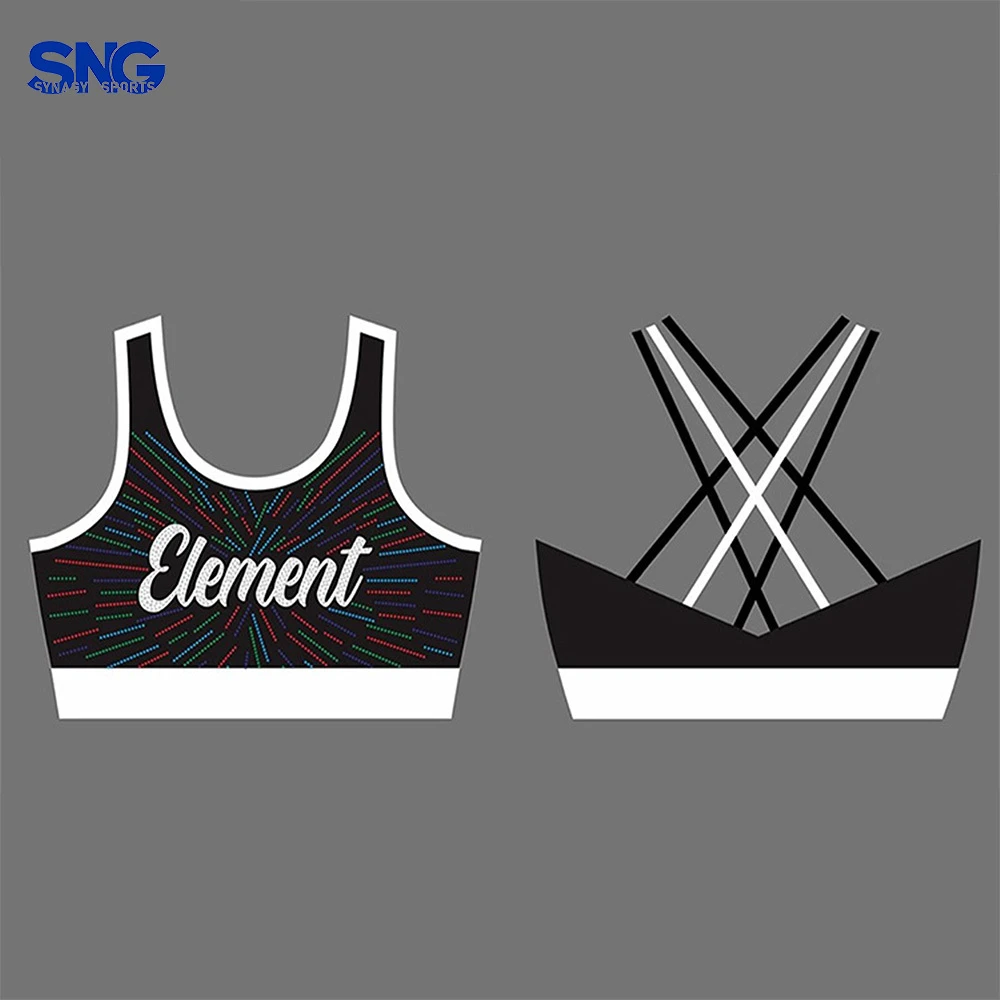 SNG Custom Women's Sports Bra for Girls Youth Breathable Flexible Glitter Compression Fit Cheer Top Rhinestone Children