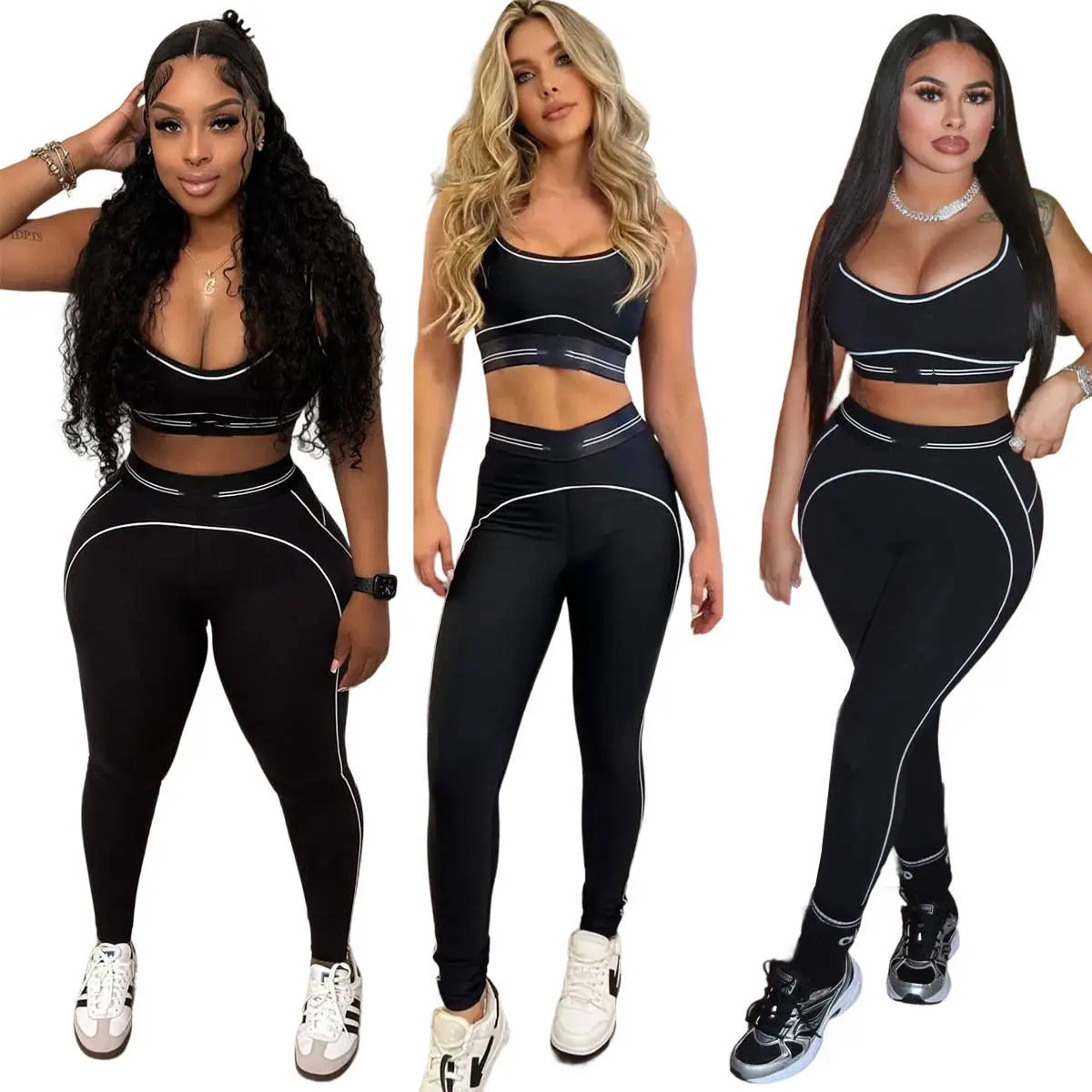 2026 Luxury Designer Women Two Piece Set Yoga Vest Tops Sports Bra High Waisted Leggings Stretchy Activewear Fitness Gym Sets