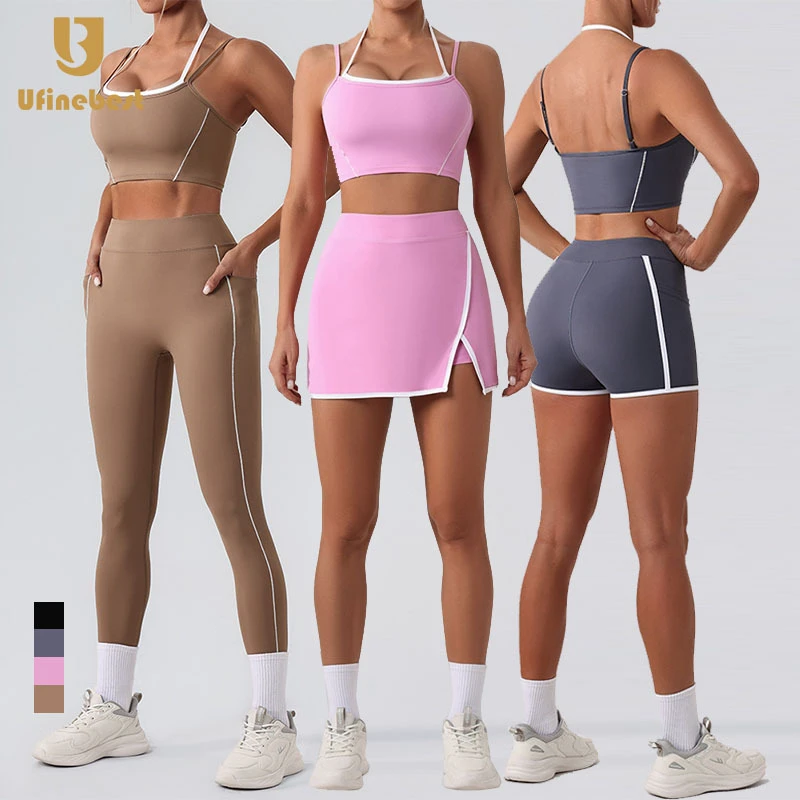 2025 New Quick Dry Yoga Sets Custom Logo Activewear Tight Sports 4 Piece Suit Workout Clothing Gym Fitness Sets Yoga Set Women