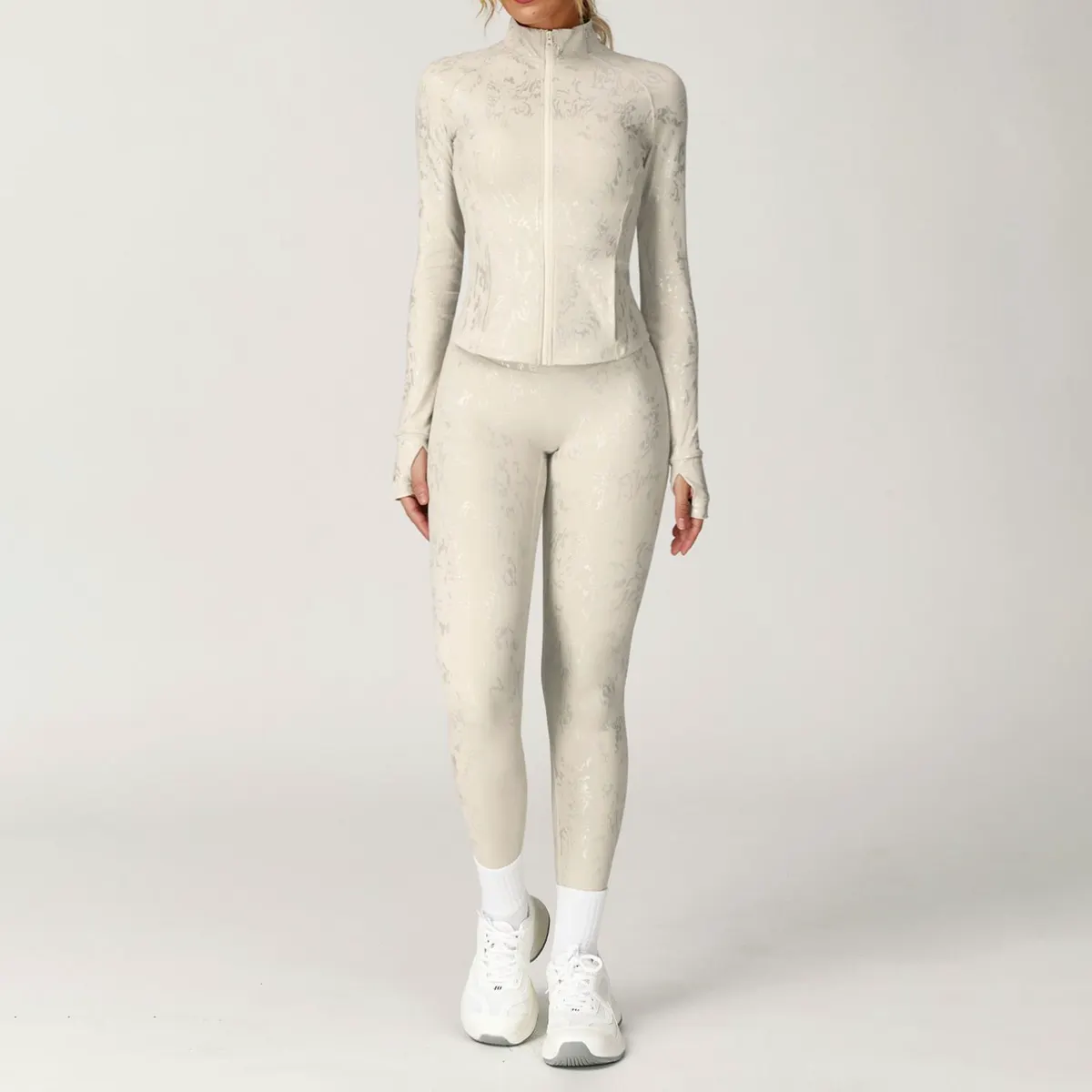 Autumn Winter Bronzing Quick-Dry Yoga Wear Training Set Outdoor Running Sports Seamless Fitness Activewear Outfit 9140