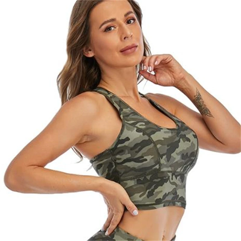 Women's High-Strength Color-Block Sports Bra for Summer Fitness Yoga Shockproof Fitness Vest Fixed Cup Cross- women's sports bra