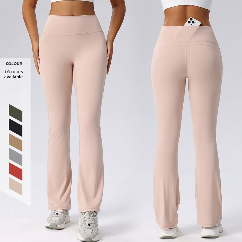 High Waist Tight Custom Seamed Print Breathable Flared Leg Pants For Women Gym Workout Sportswear Fitness Yoga