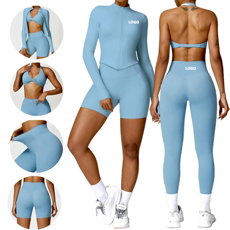 Factory Custom Gym Clothing Active Wear Yoga Set Halter Tight Fitting Short Top Casual Fitness Trousers Suit Yoga Sets