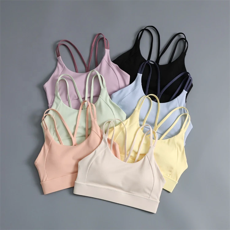 Women's Light Support Anti-sagging Criss Cross Back Sports Bra Soft Breathable Seamless Spandex/Nylon for Gym Yoga Fitness