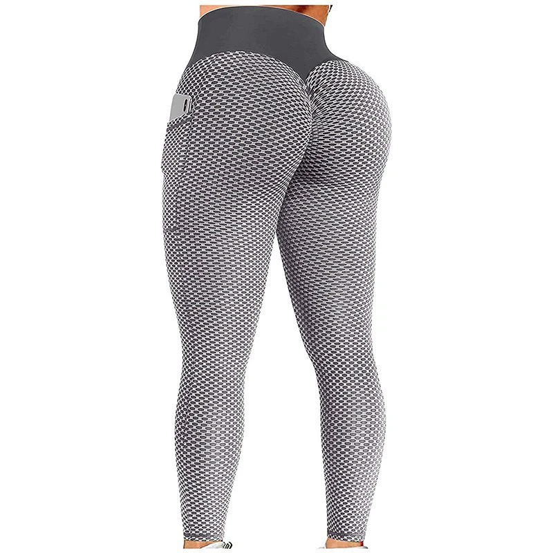 New Hip-Lifting Pocket Honeycomb High-Waist Plus Size Yoga Pants Casual Fitness Women's Long Pants