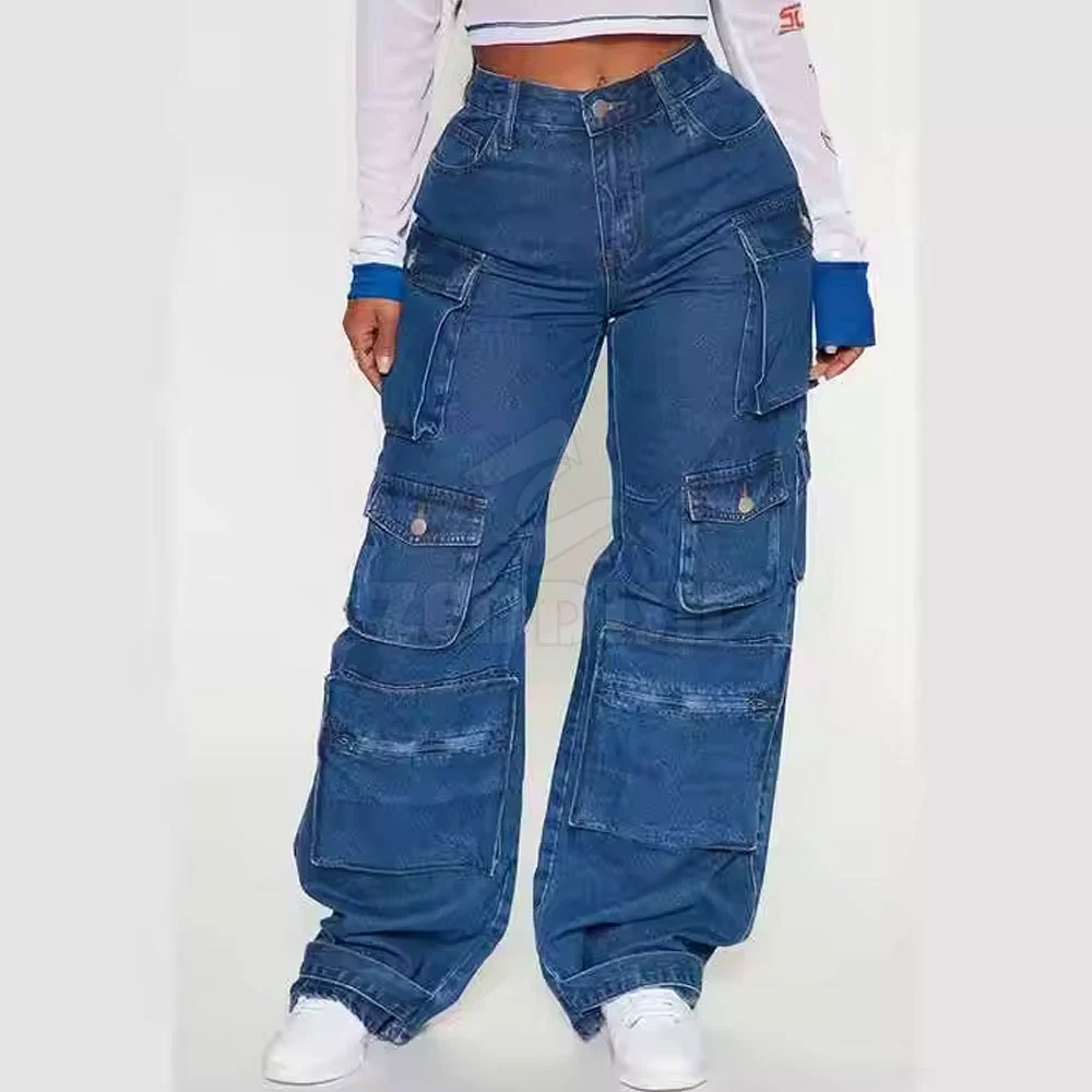 Women's Cotton Breathable Mid Waist Straight Cargo Pants Casual Outdoor Wear Flat Front Design Summer Season Customized Low MOQ